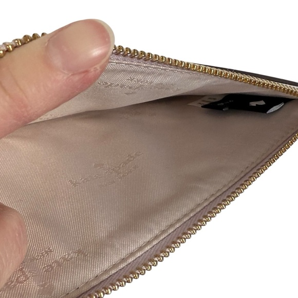 NWT Kate Spade Lucy Small Zip Wristlet Bicolor Saffian Leather Baja Rose KH769 - Picture 4 of 9